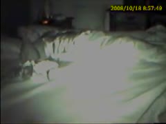 A crazy wife engages in nighttime masturbation without being aware of the secret camera filming.